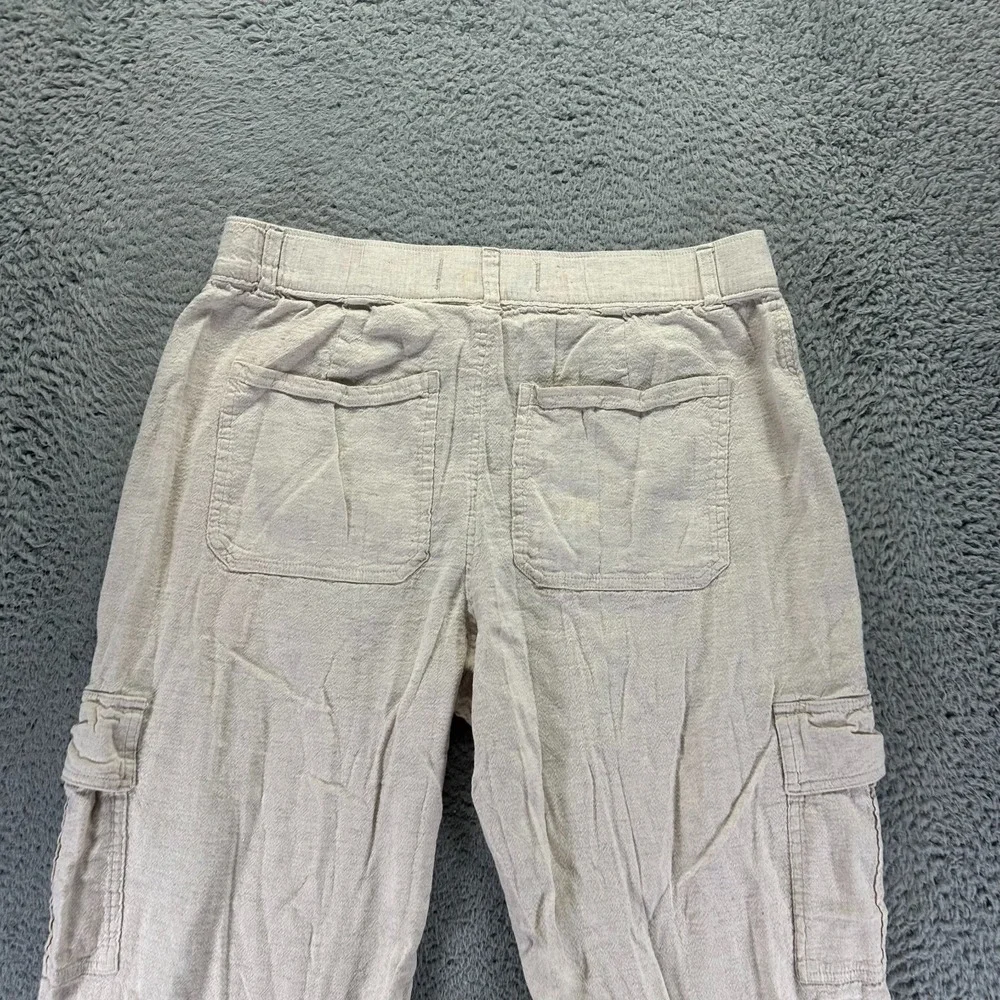 VTG Hollister‎ Pant Womens L Beige Cargo Straight Utility Workwear Baggy Stretch